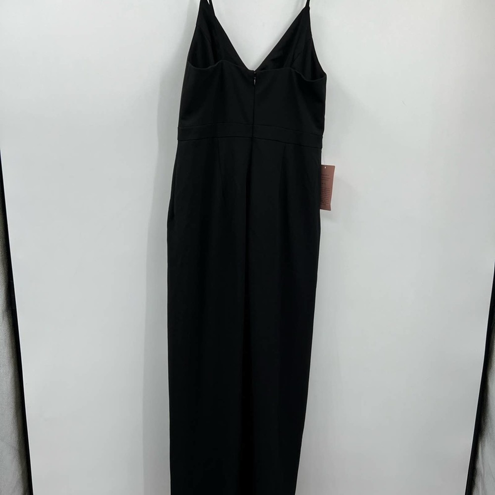 BHLDN Caron Crepe Dress Size 10 Black Crepe V-neck Tulip Sleeveless Dress - Picture 5 of 9